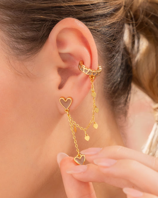 SET DE ARETES CORAZÓN MOCCA *