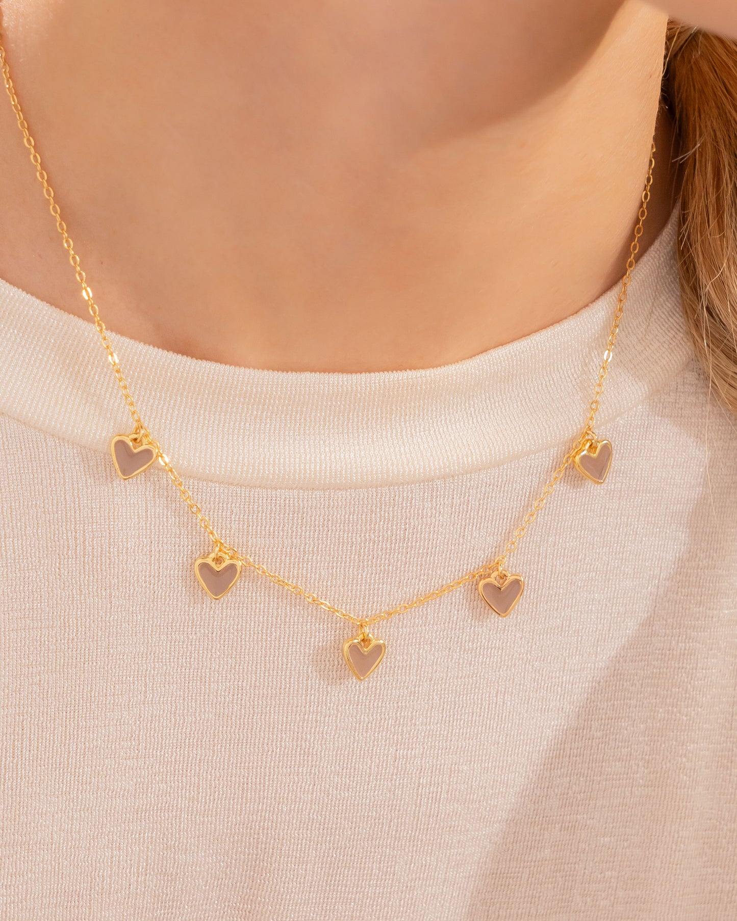 CADENA MULTICORAZONES + ARETES *