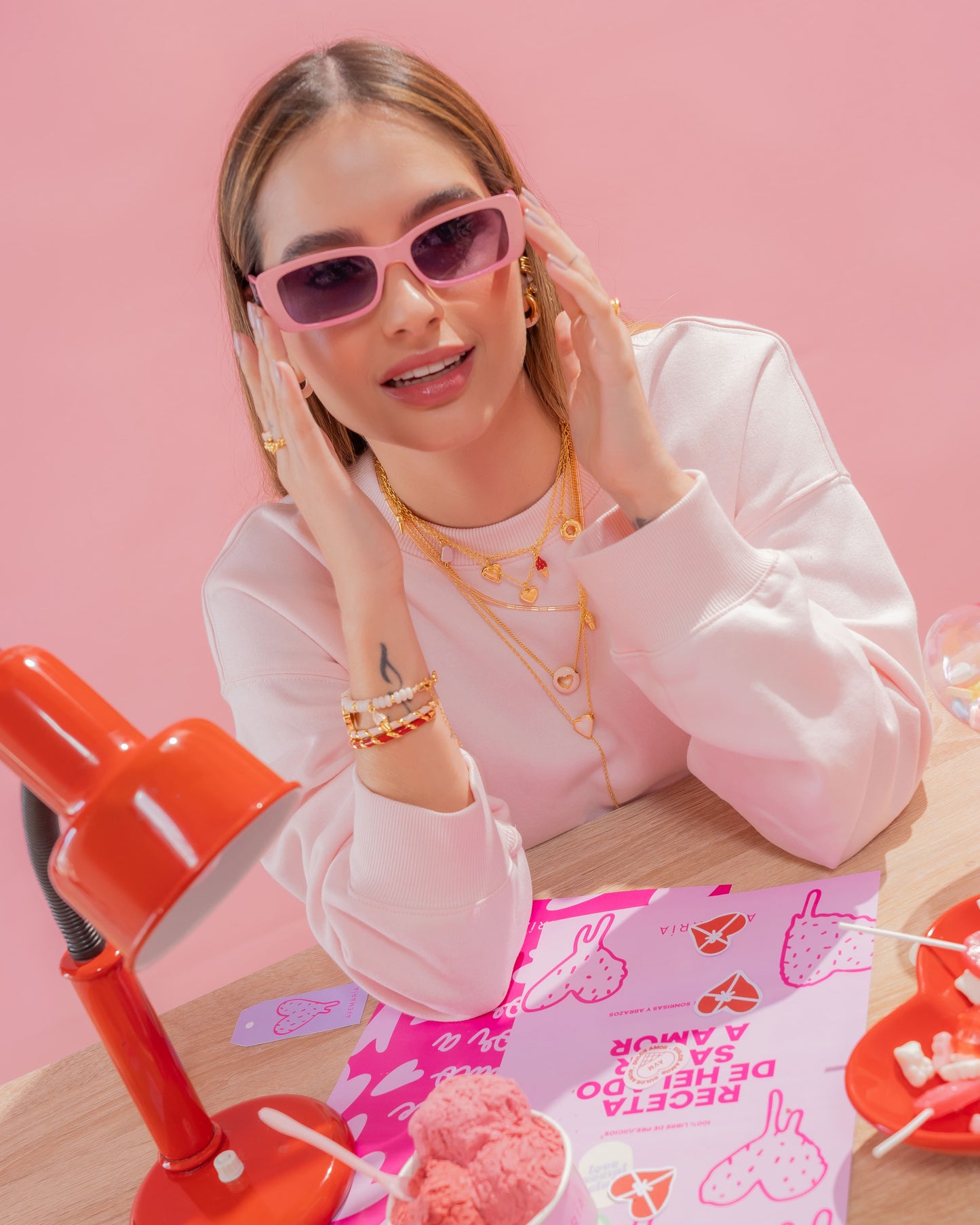 SET X3 COLLARES CORAZON LISO + ARETES*