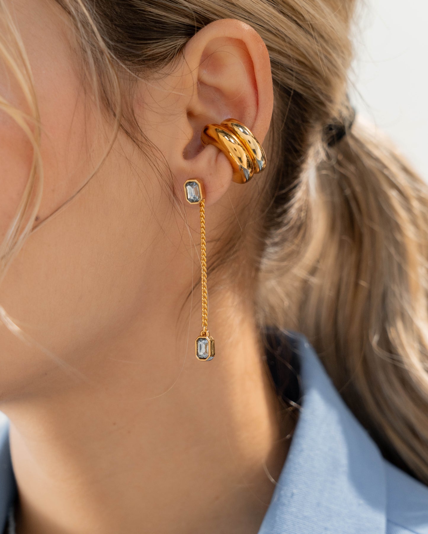 ARETES 2 EN 1 CRISTALES - AZUL