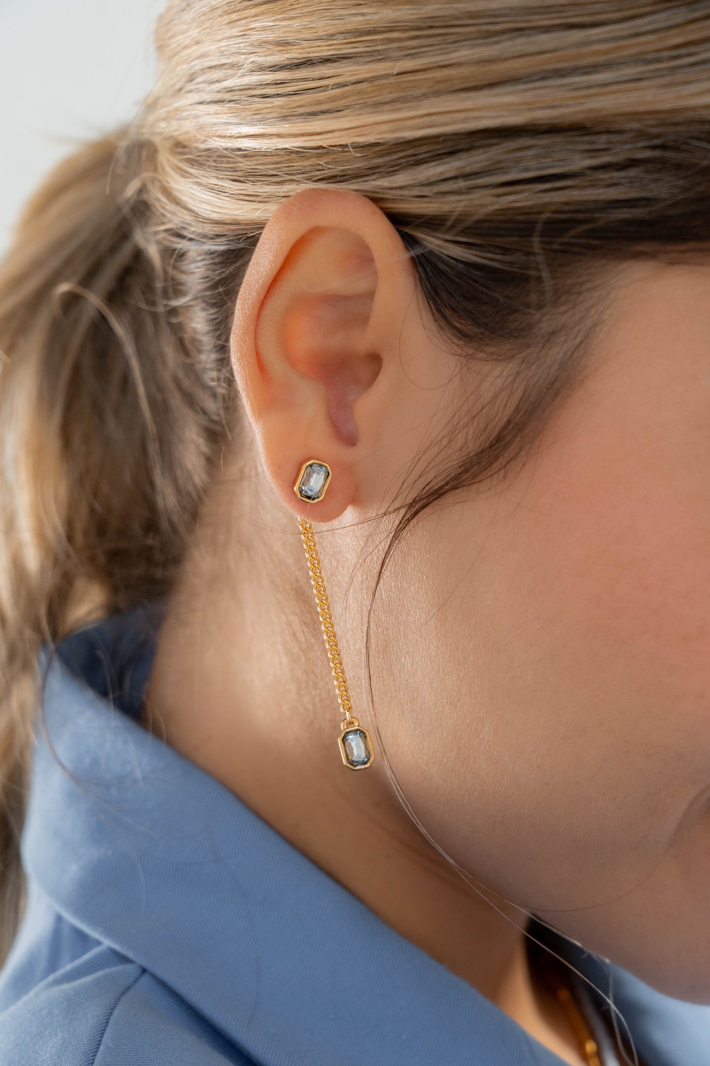 ARETES 2 EN 1 CRISTALES - AZUL