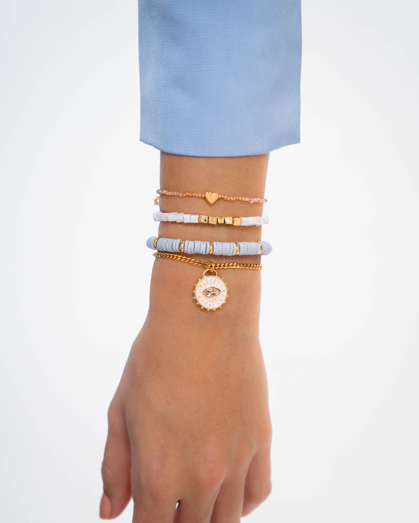 SET X4 PULSERAS INTUICIÓN CRISTAL + ARETES*