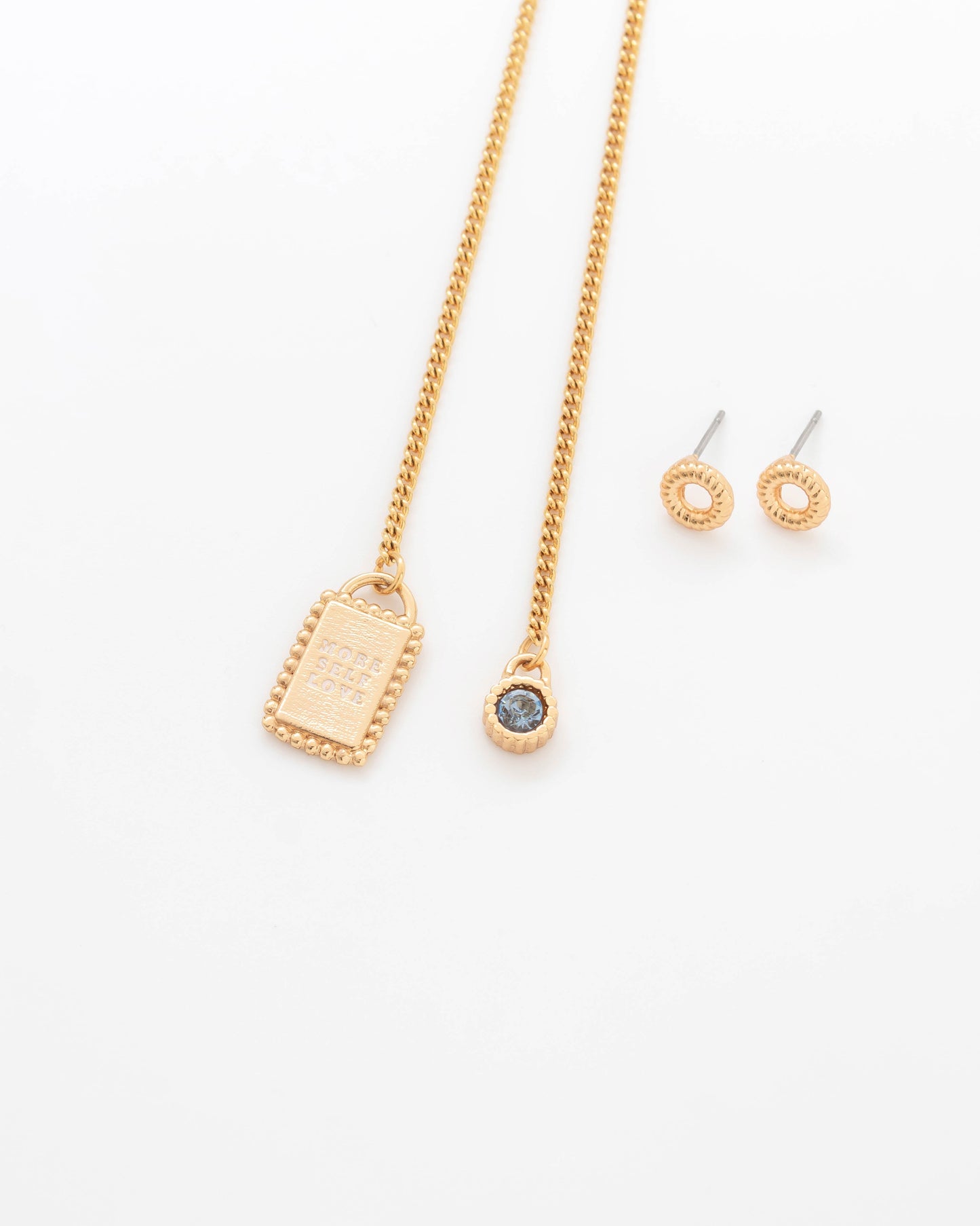 COLLAR CORBATIN CRISTAL + ARETES - GOLD