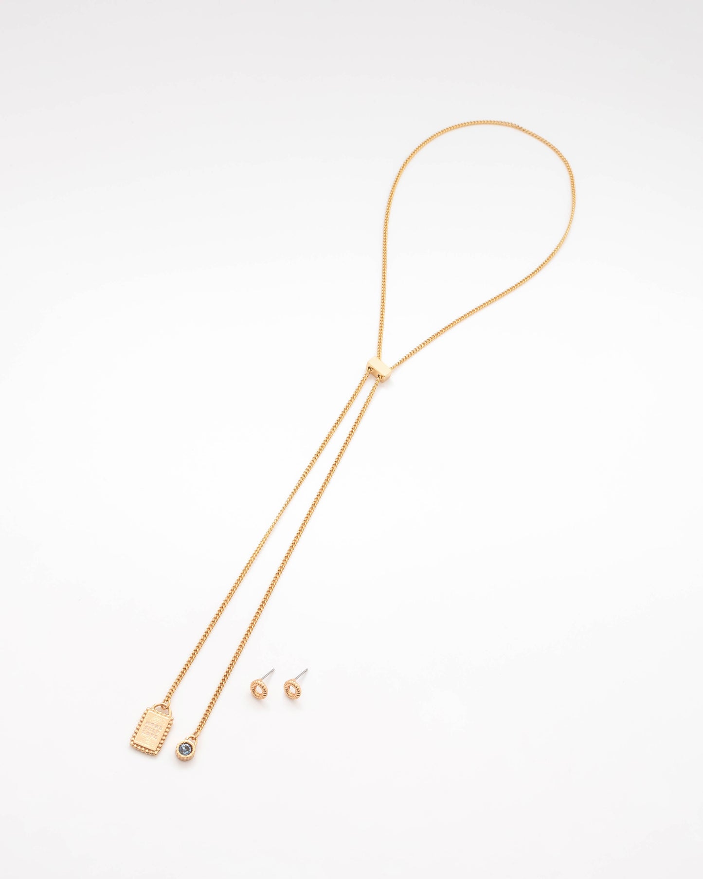 COLLAR CORBATIN CRISTAL + ARETES - GOLD