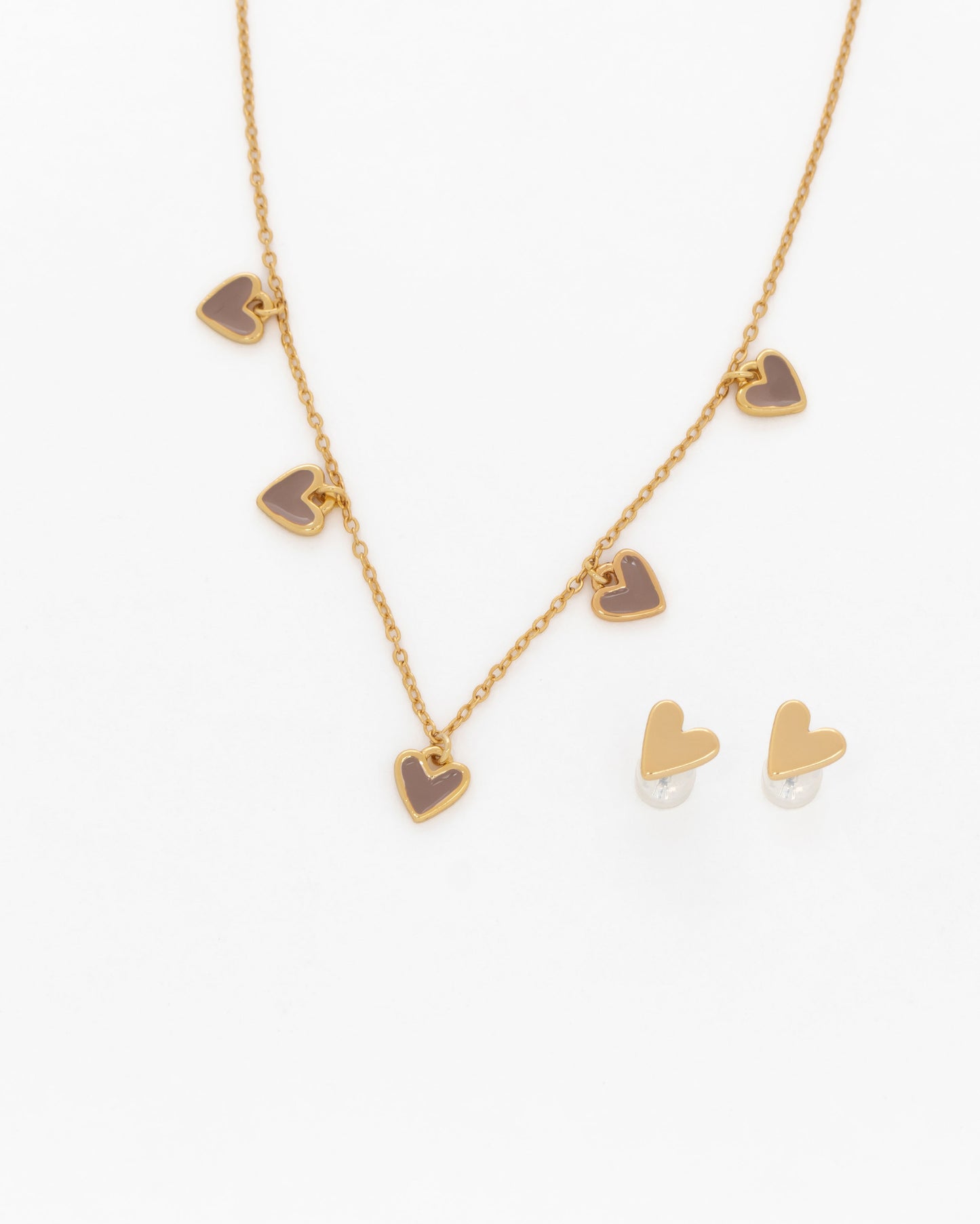 CADENA MULTICORAZONES + ARETES *