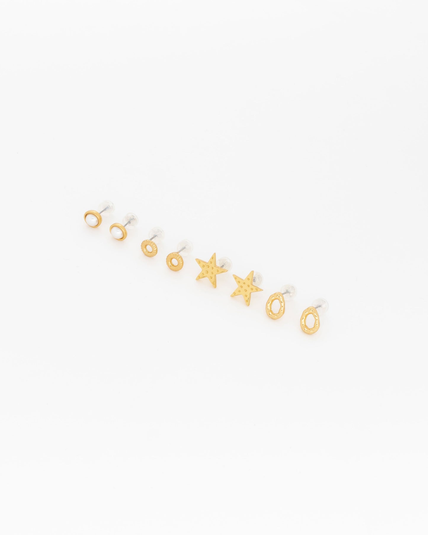 SET X4 ARETES ESTRELLA PERLA *