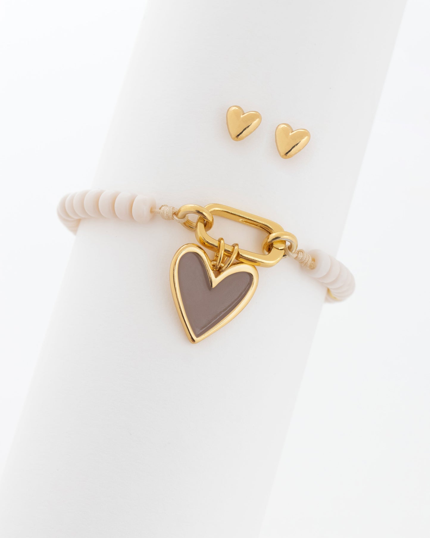 PULSERA BROCHE MAXI CORAZÓN + ARETES *