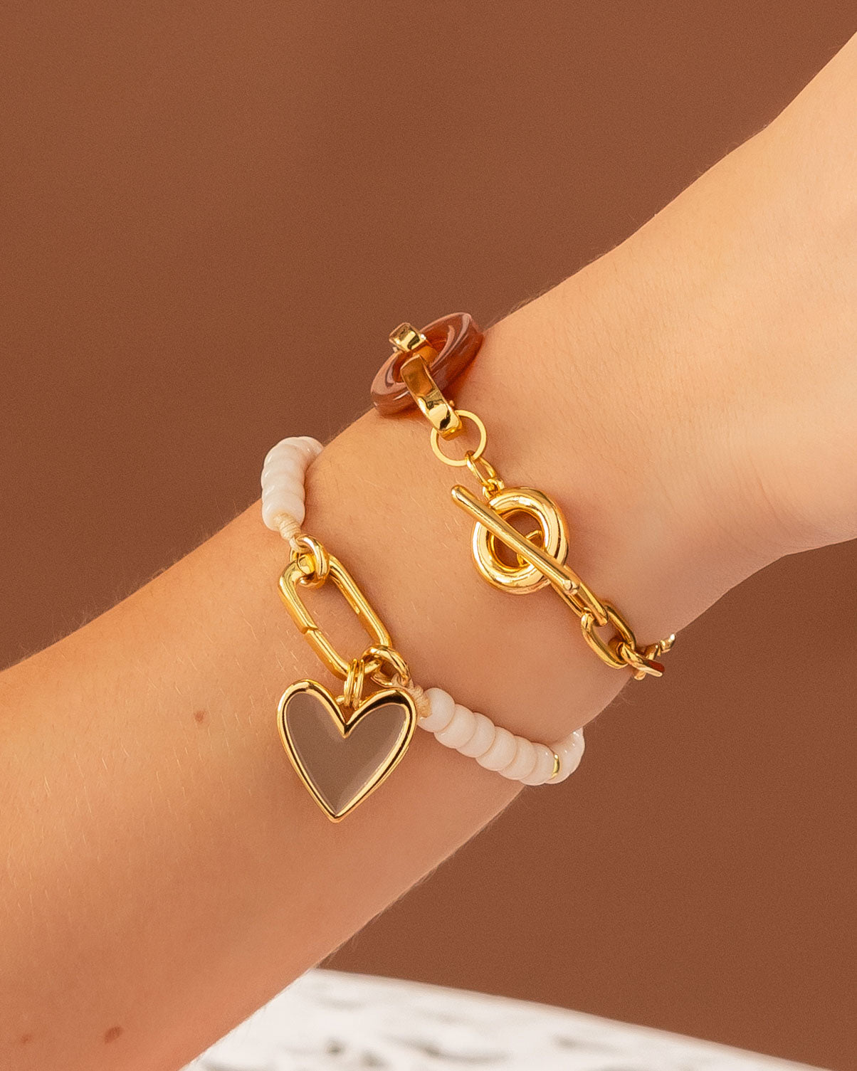 PULSERA BROCHE MAXI CORAZÓN + ARETES *