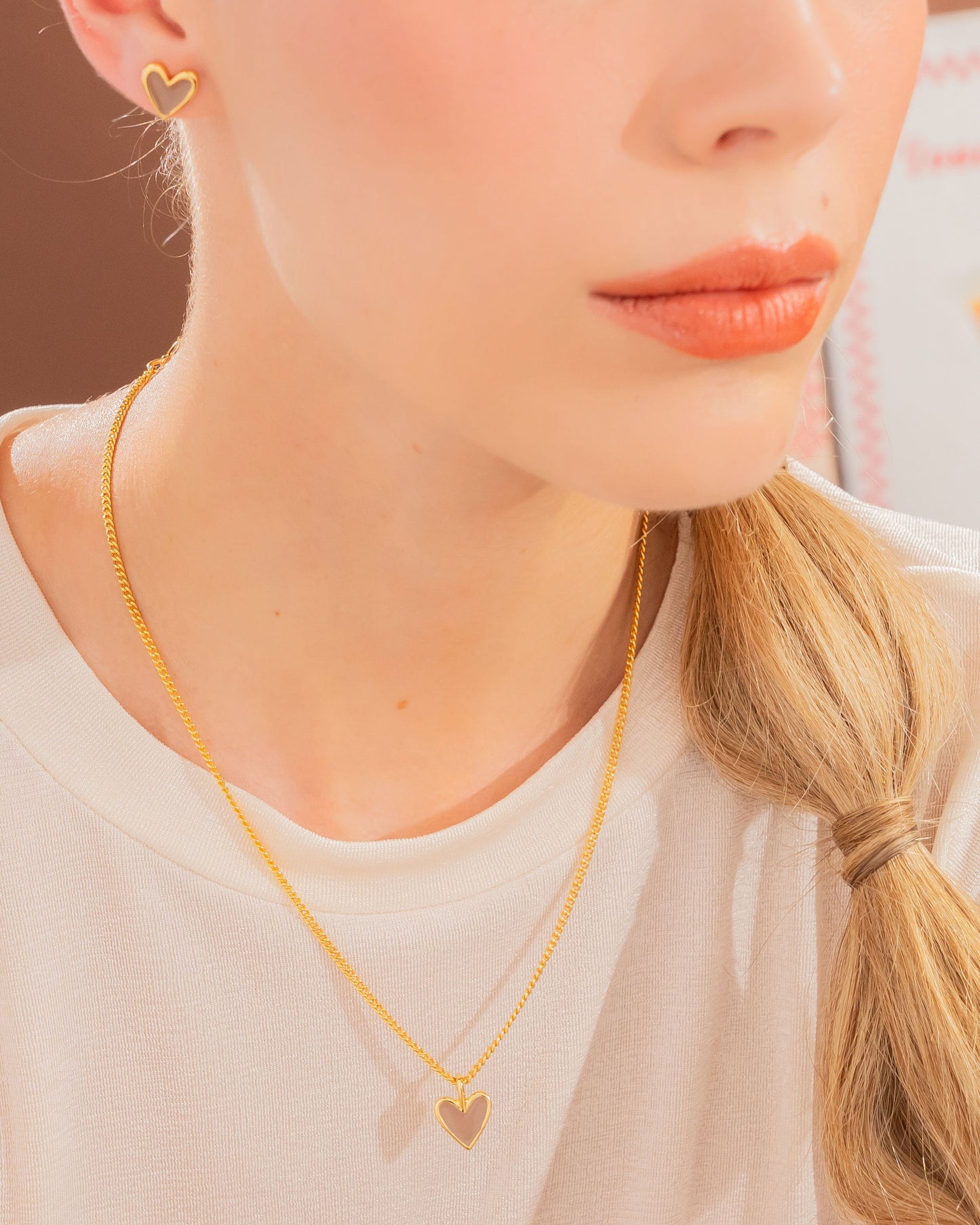 SET CADENA + ARETES CORAZÓN *