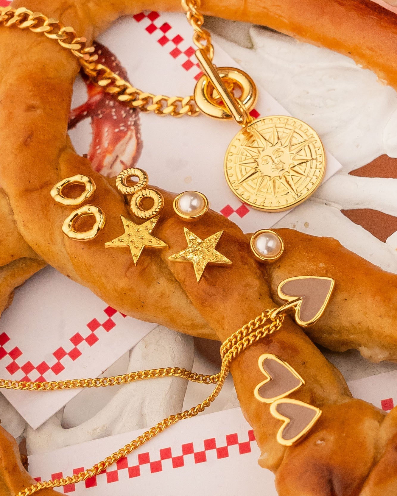 SET X4 ARETES ESTRELLA PERLA *