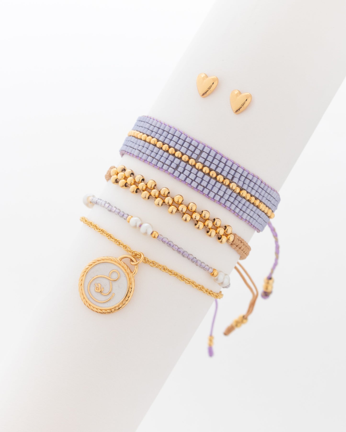 SET X3 PULSERAS CORAZÓN ENLAZADO + ARETES*