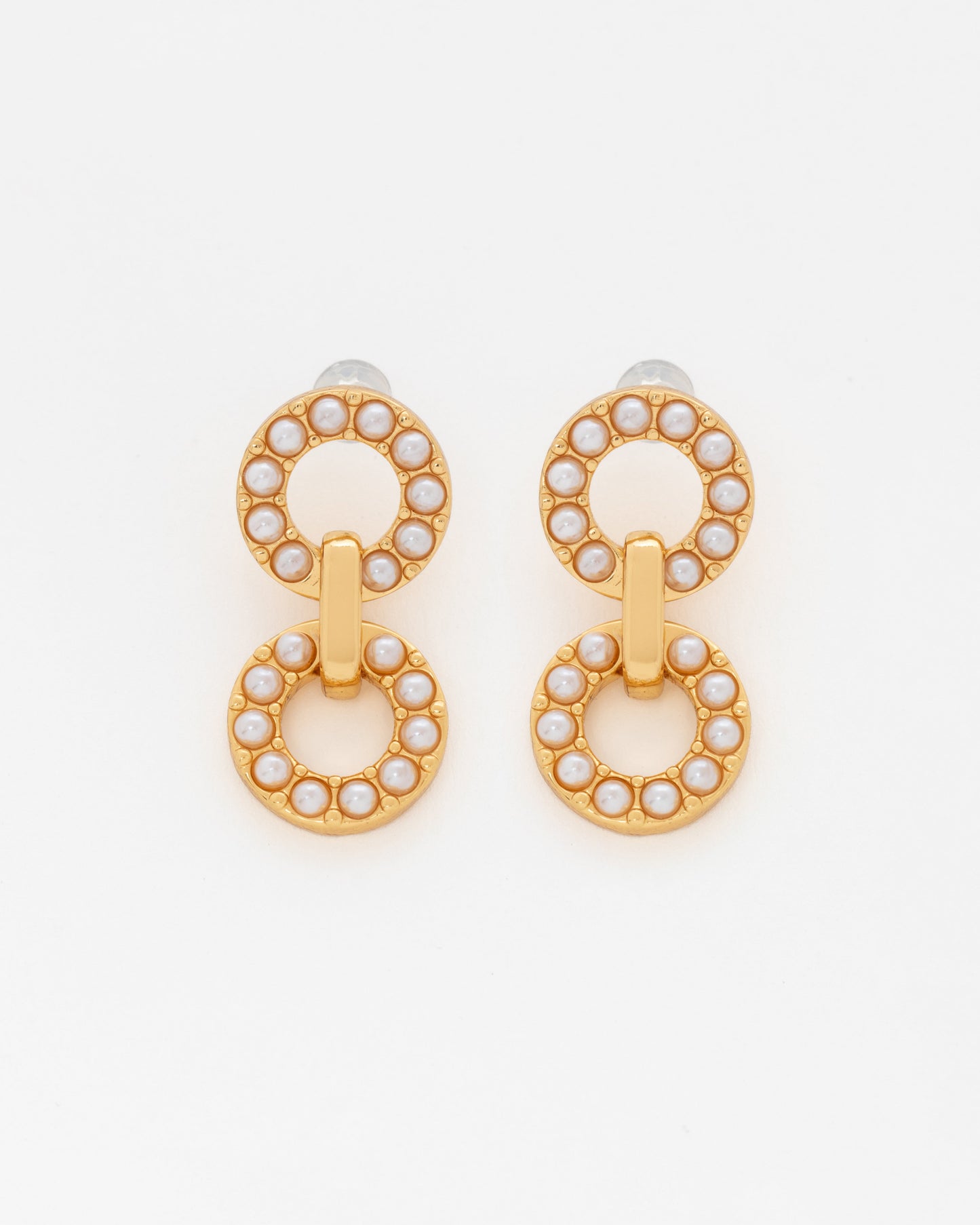 ARETES ARO DOBLE PERLA