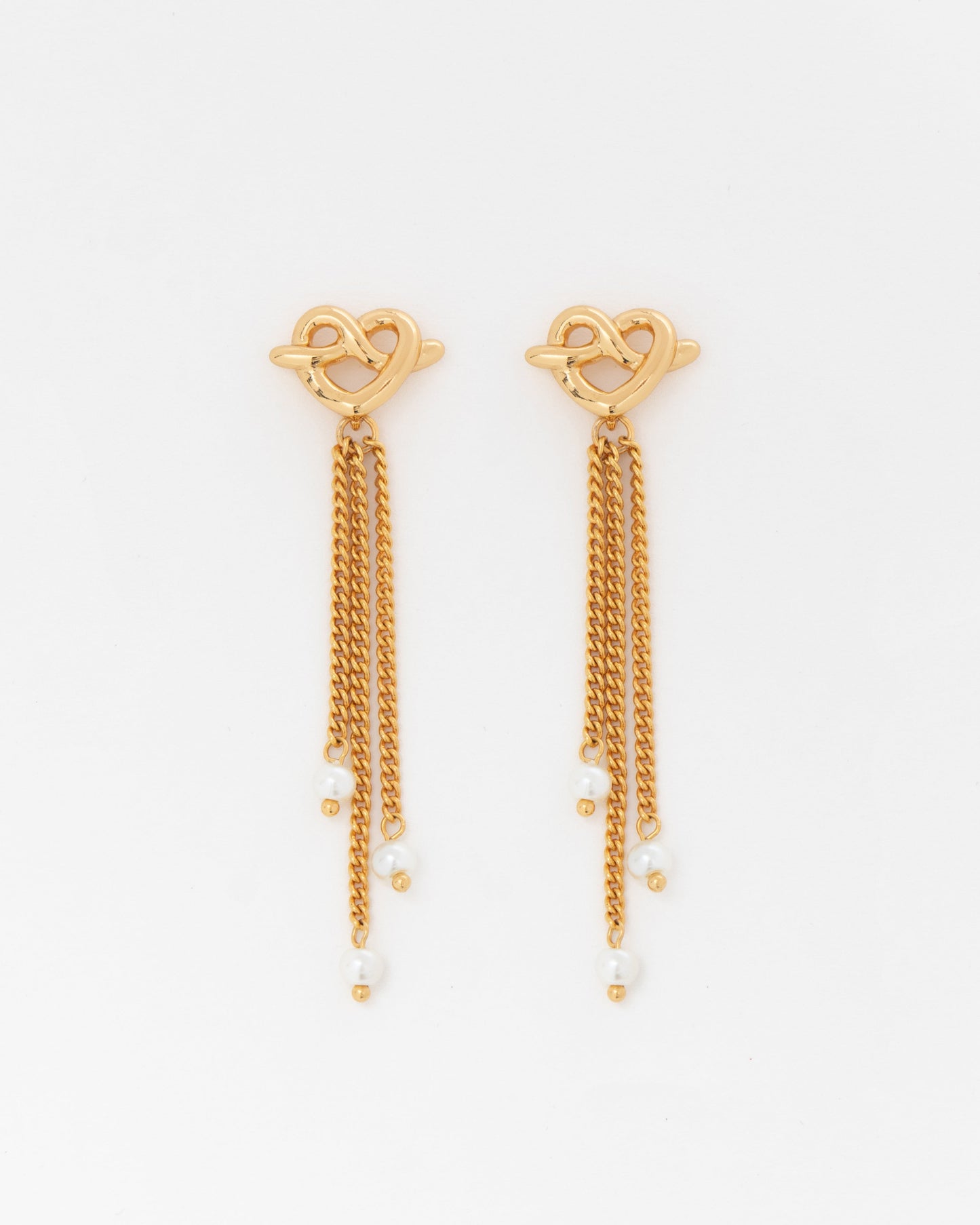 ARETES CORAZÓN LAZO PERLA*