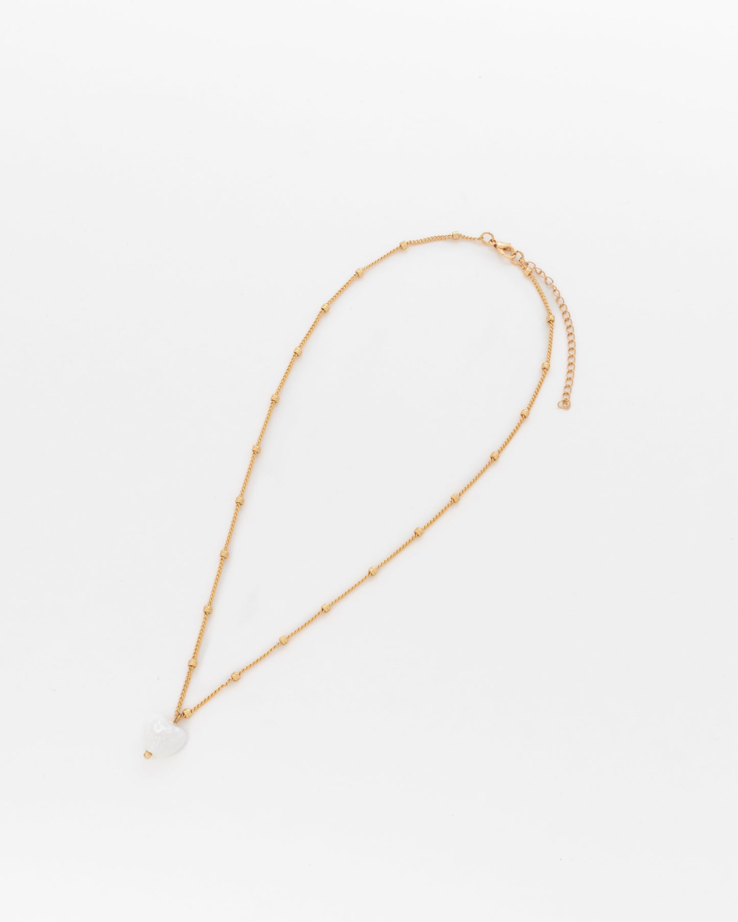 COLLAR CORAZÓN PERLA + ARETES