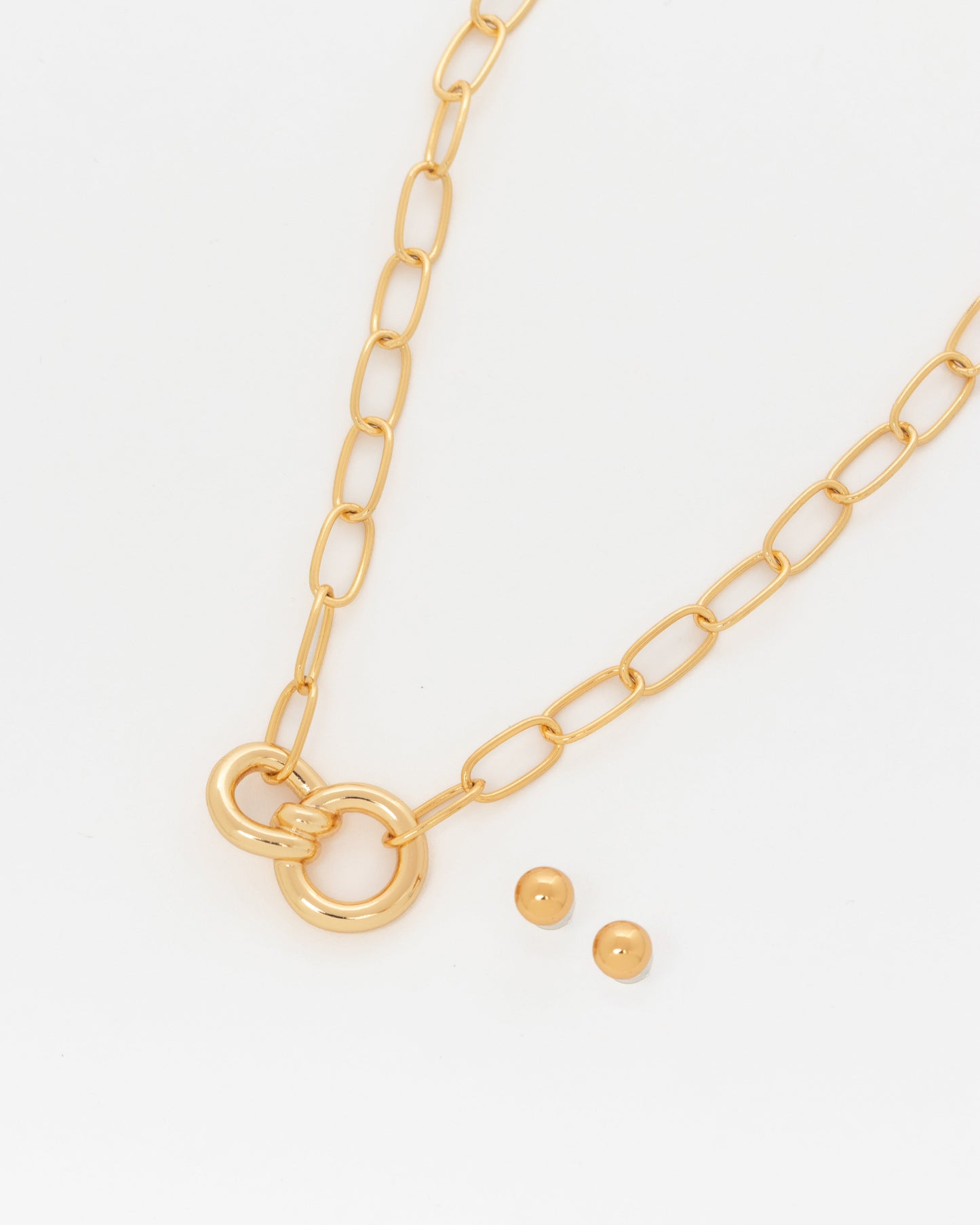 COLLAR ESLABÓN LAZO MAXI + ARETES