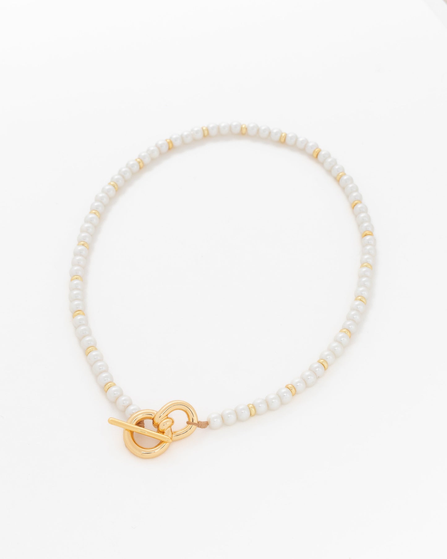 COLLAR PERLAS ESLABÓN LAZO MAXI + ARETES