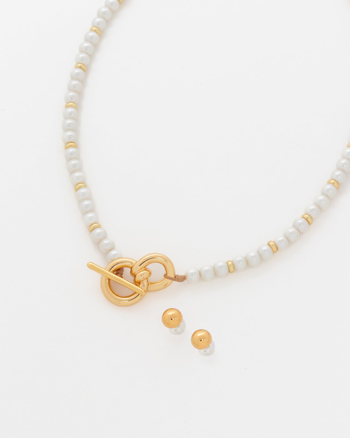 COLLAR PERLAS ESLABÓN LAZO MAXI + ARETES