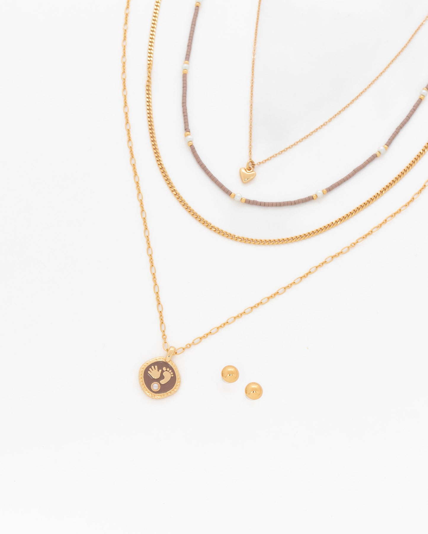 SET X2 COLLARES MANITO PERLA + ARETES*