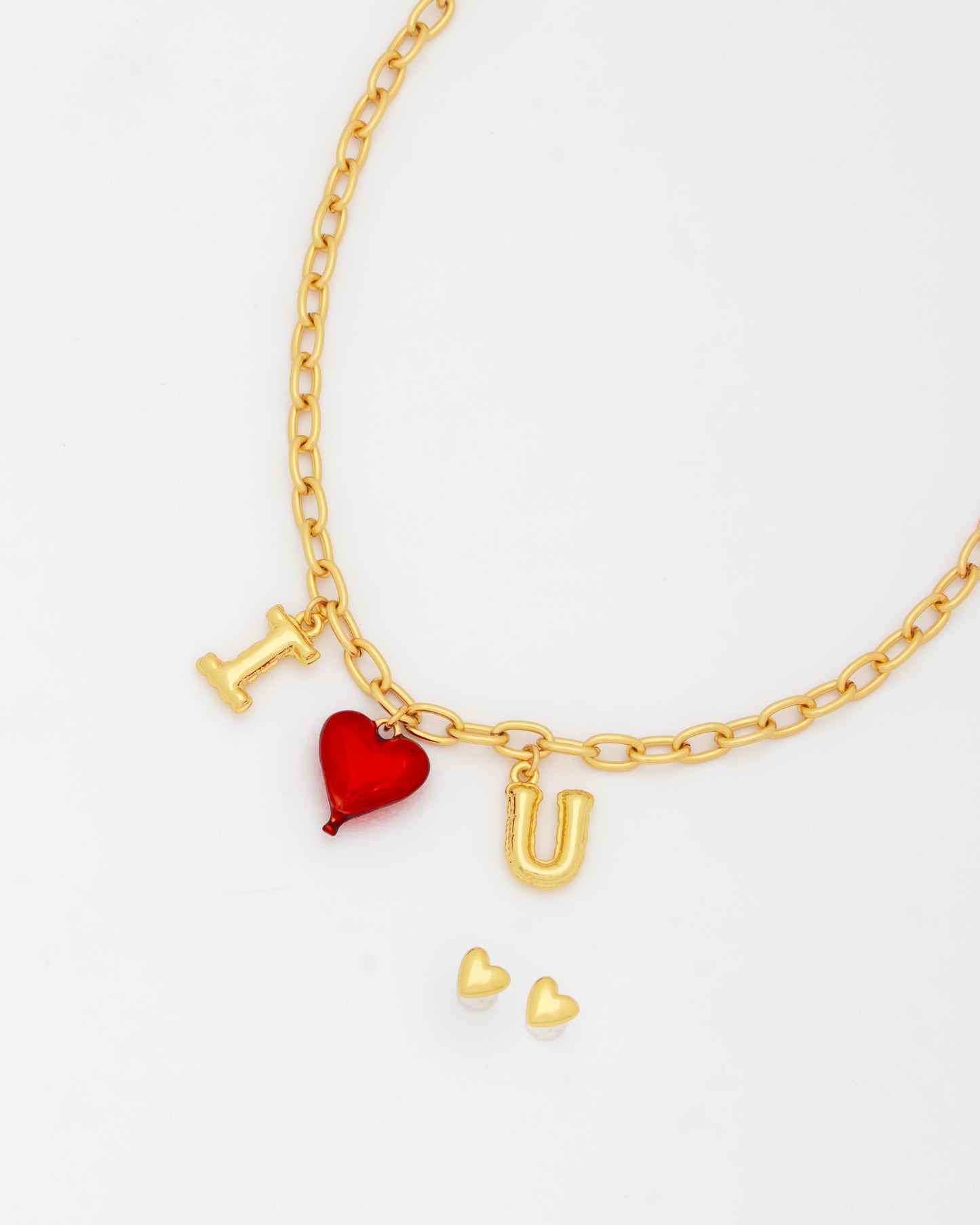 COLLAR LETRAS CORAZÓN GLOBO + ARETES*