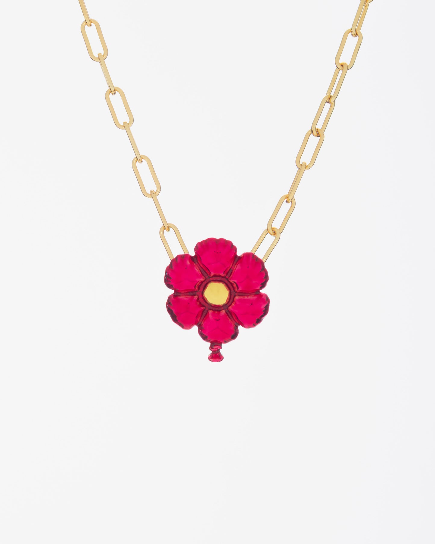COLLAR FLOR GLOBO REDONDO FUCSIA + ARETES*