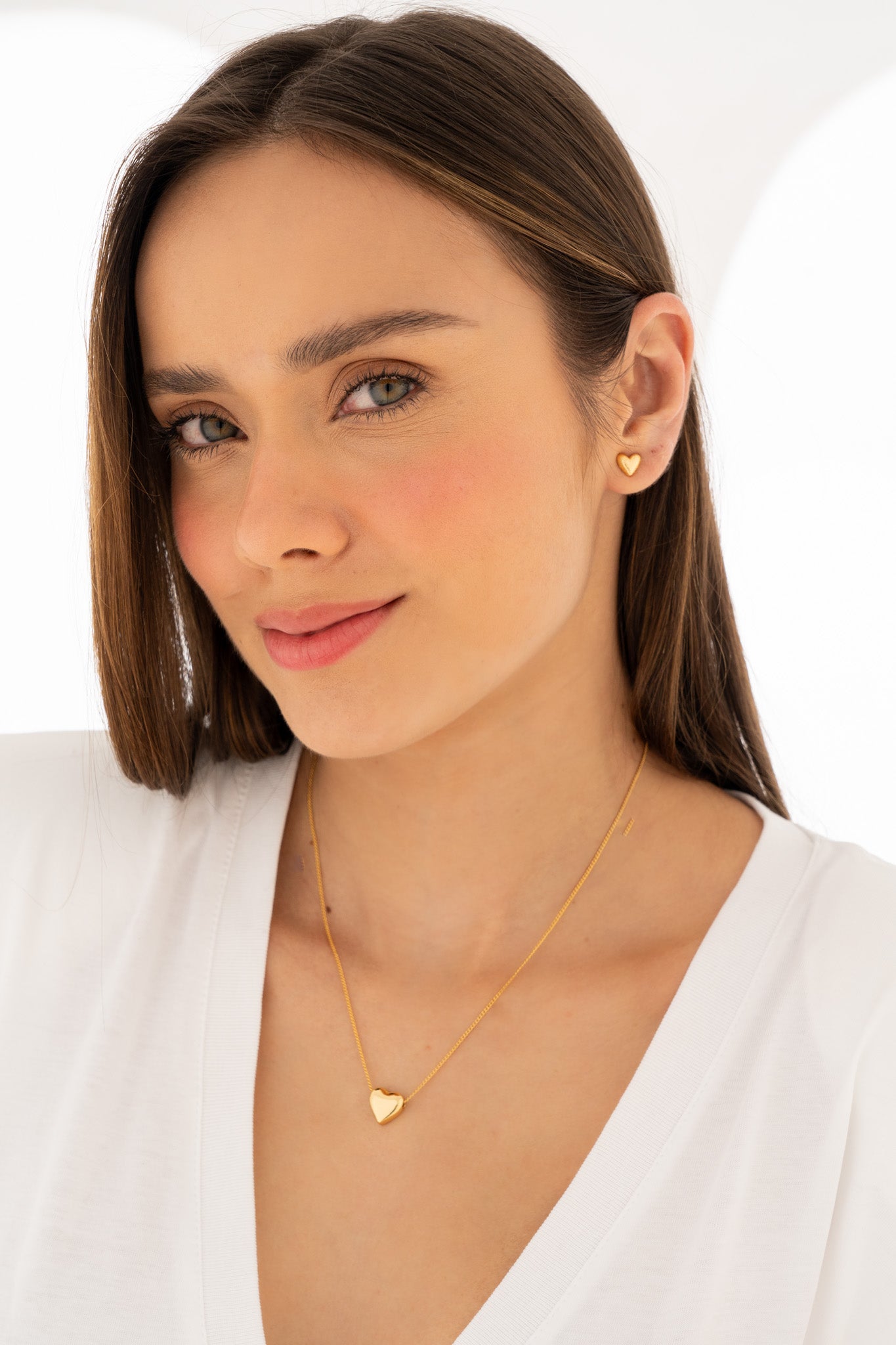 SET COLLAR + ARETES CORAZÓN LISO*