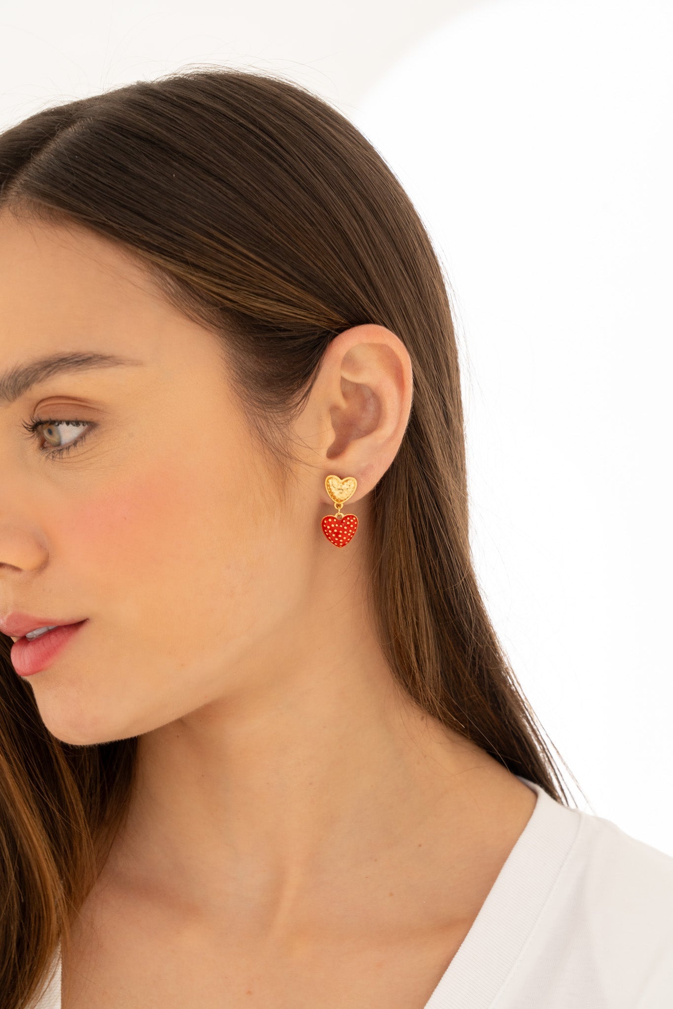 ARETES DUO CORAZÓN ROJO*