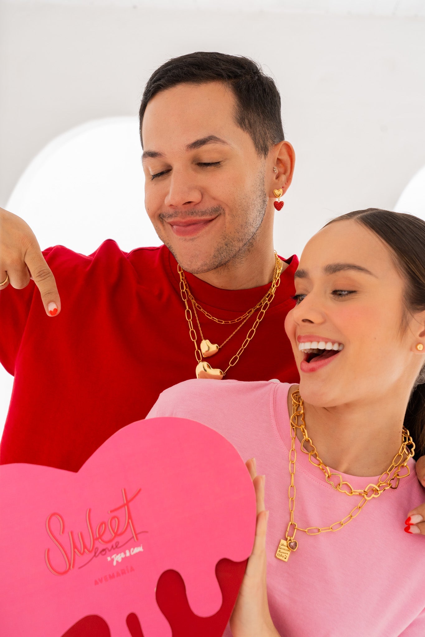 ARETES DUO CORAZÓN ROJO*