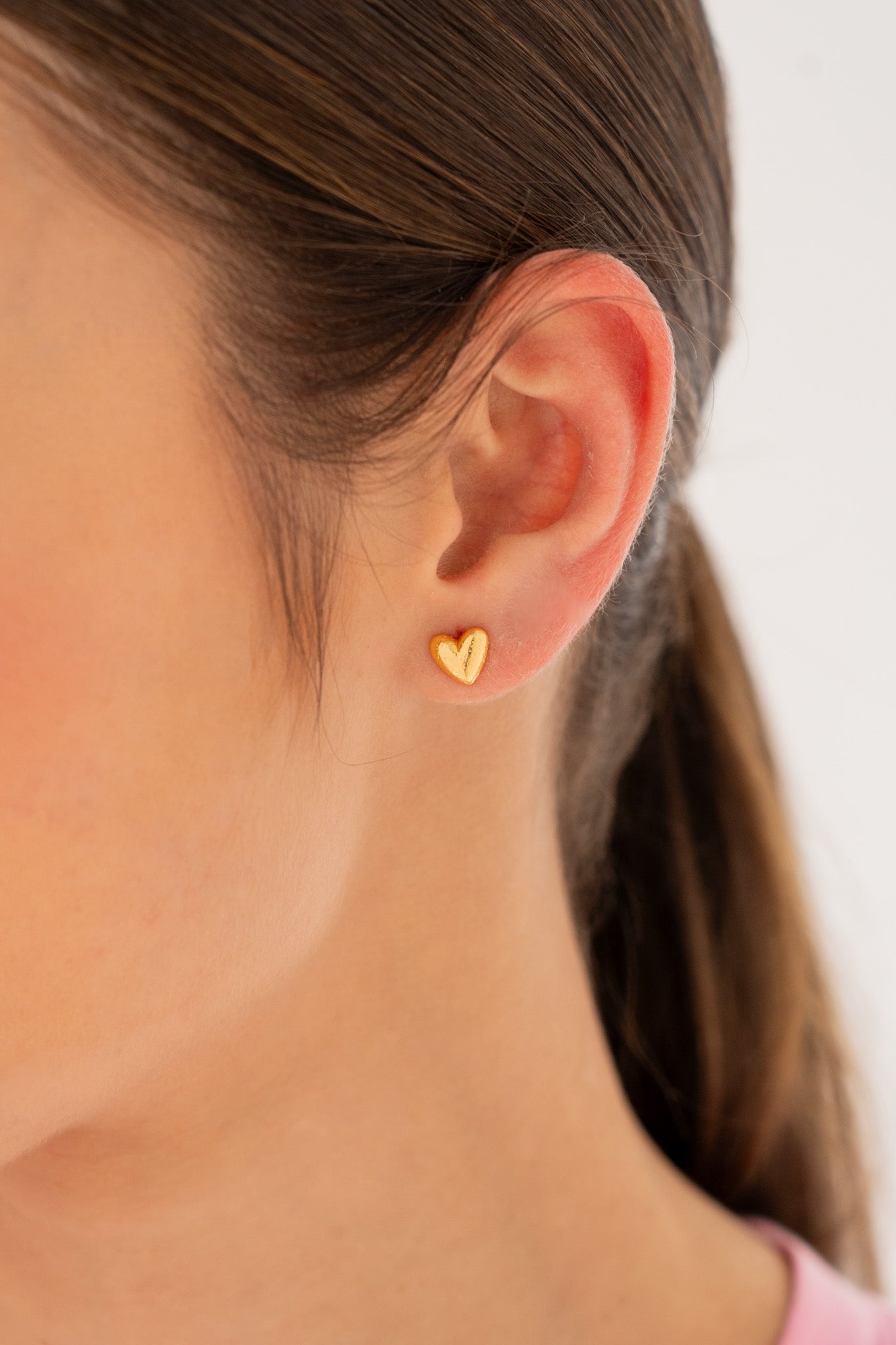 SET X4 ARETES CORAZÓN PUNTOS ROJO*