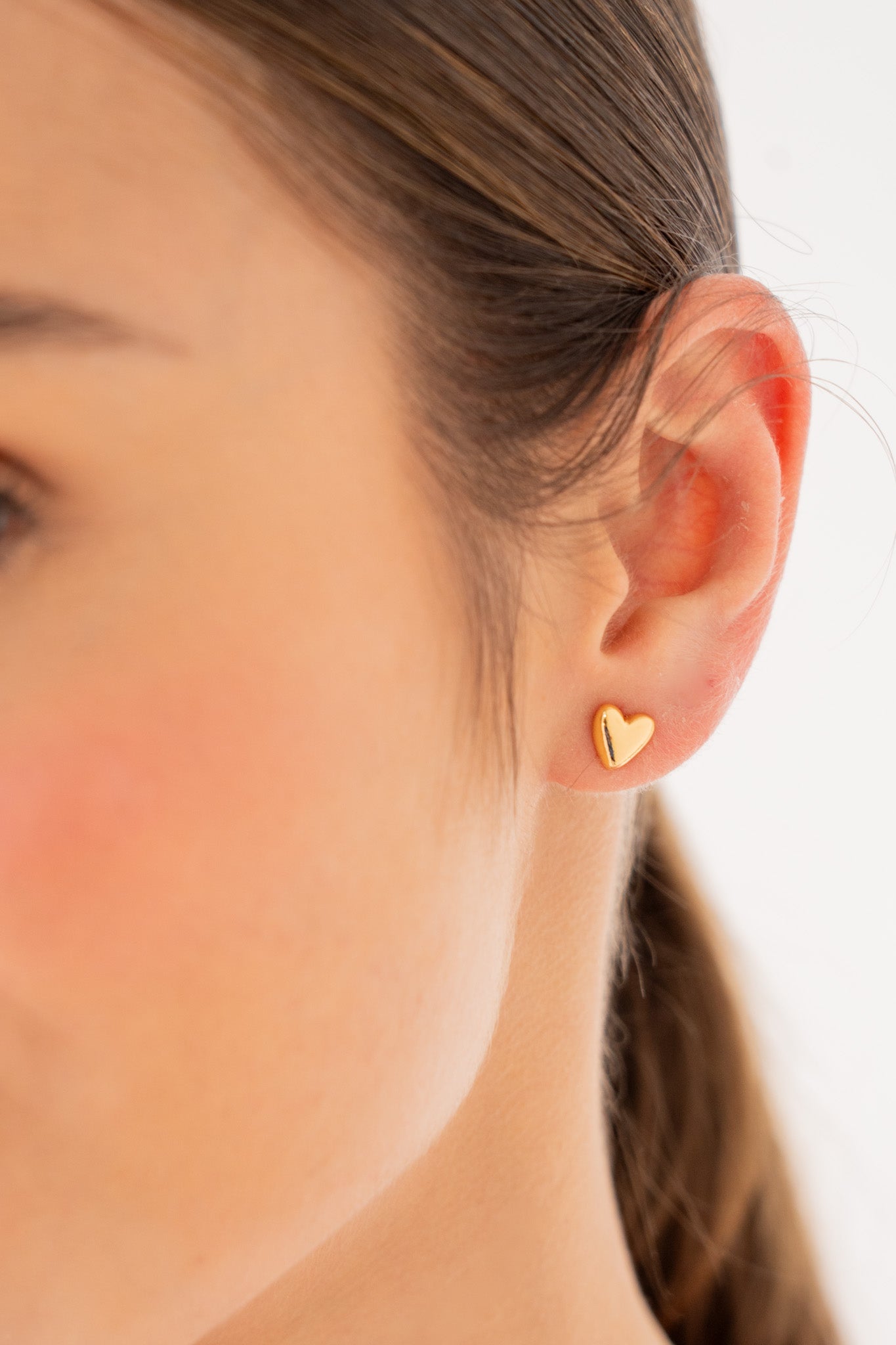 SET X4 ARETES CORAZÓN PUNTOS ROJO*