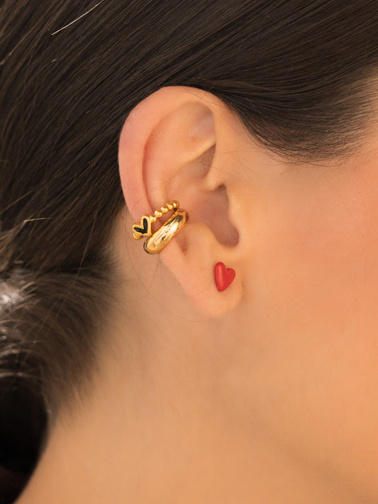 SET X3 ARETES CORAZON - ROJO