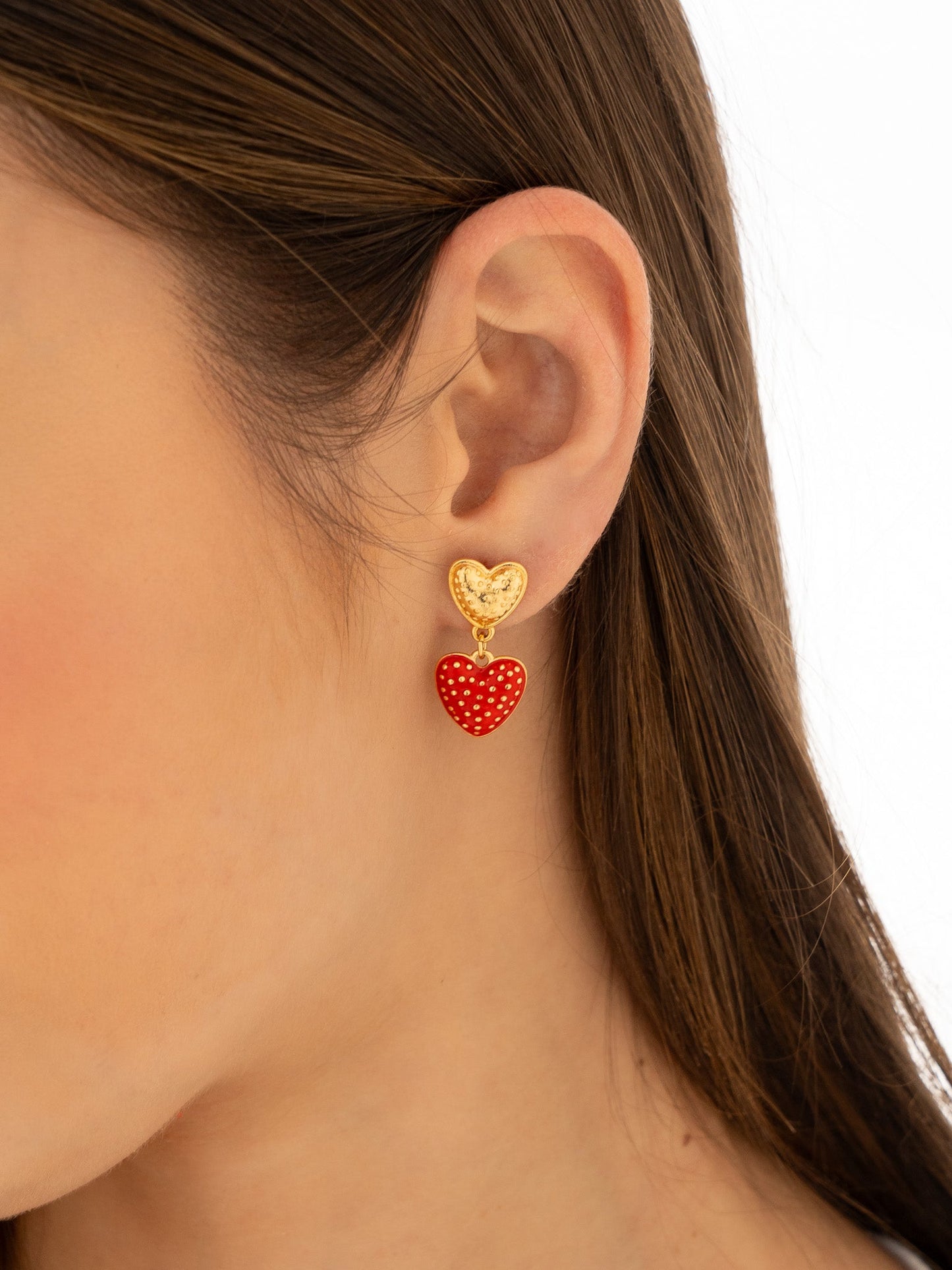 ARETES DUO CORAZÓN ROJO*