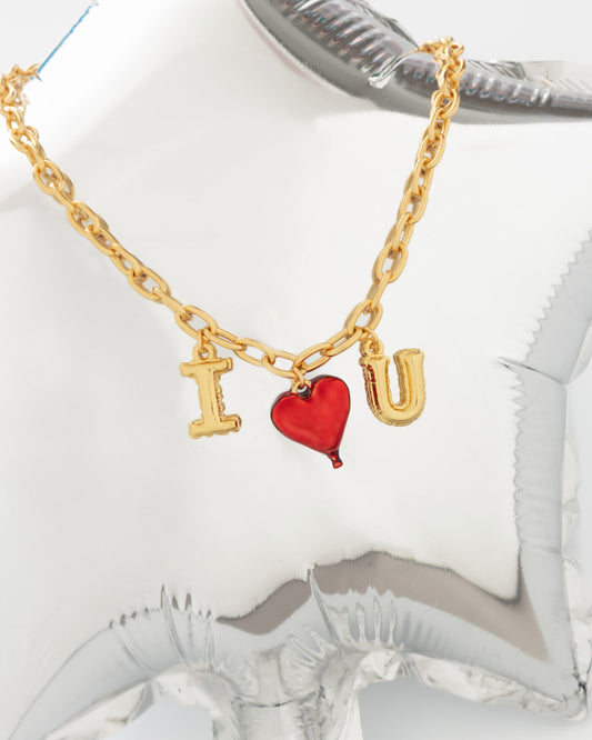 COLLAR LETRAS CORAZÓN GLOBO + ARETES*