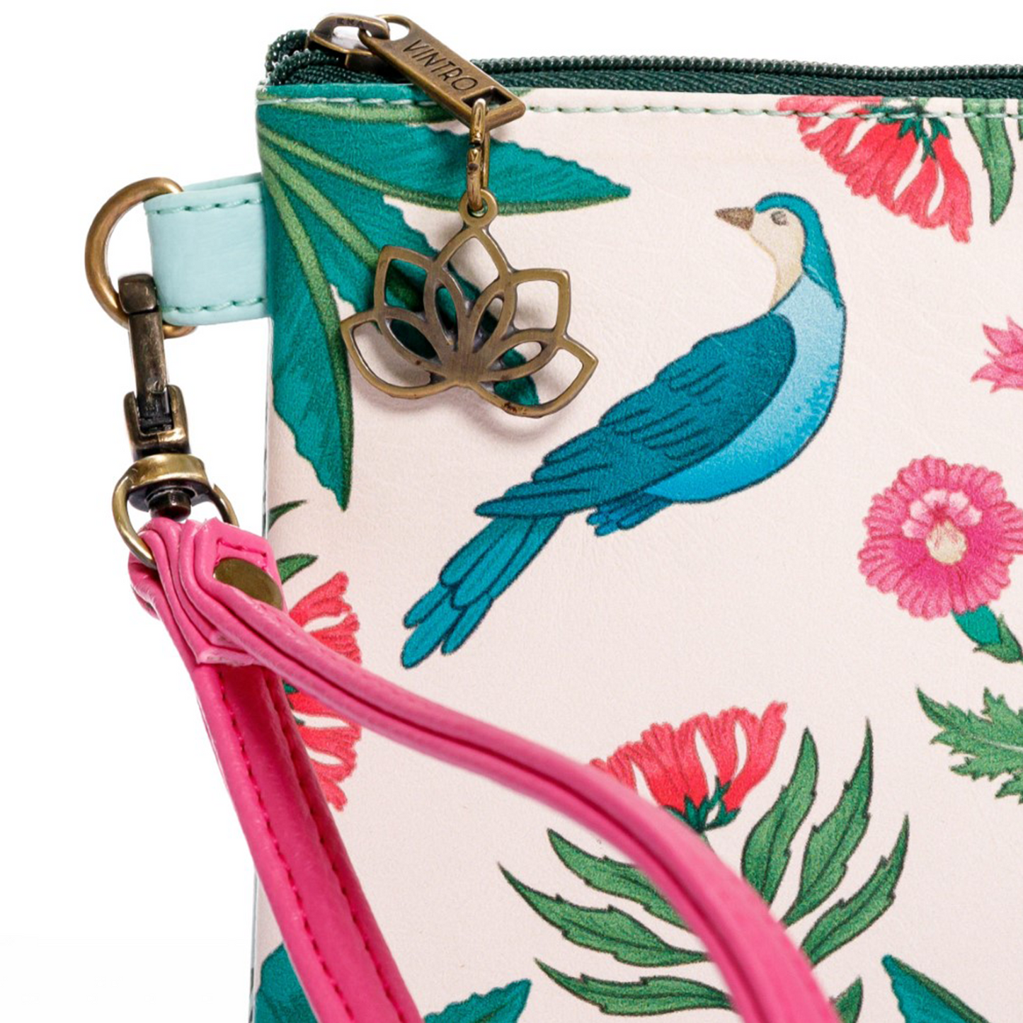 COSMETIQUERA O MONEDERO PARA MUJER RUANDA INDIAN GARDEN ESTAMPADA CON PULSERA*
