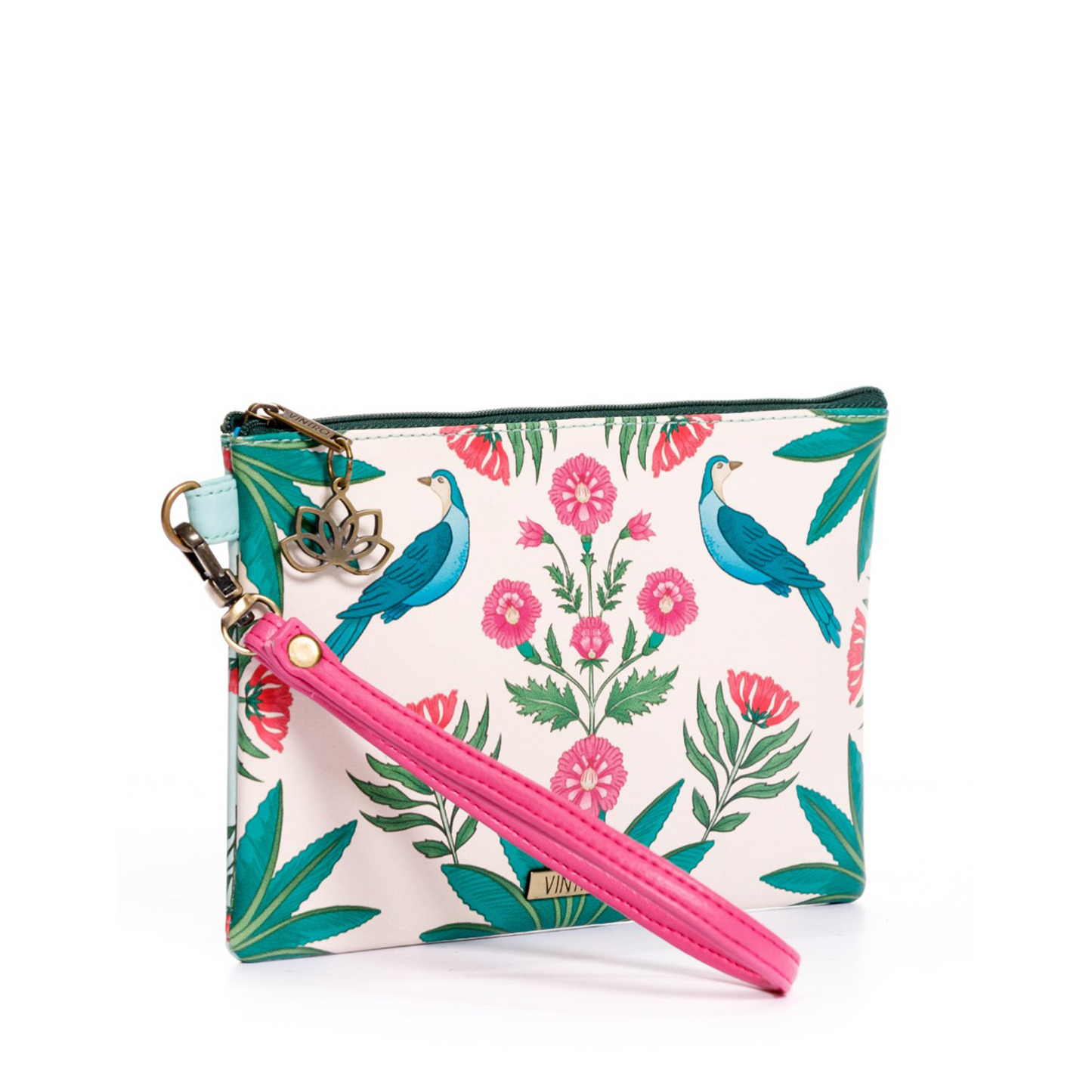 COSMETIQUERA O MONEDERO PARA MUJER RUANDA INDIAN GARDEN ESTAMPADA CON PULSERA*