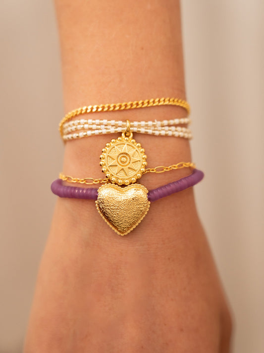 SET X4 PULSERAS SOL PUNTOS + ARETES*