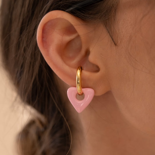 EARCUFF 2 EN 1 MAXI CORAZON - GOLD / ROSA