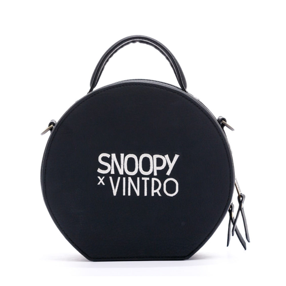 MANOS LIBRES PARA MUJER SUIZA NEGRO SNOOPY EN CUERO VEGANO*