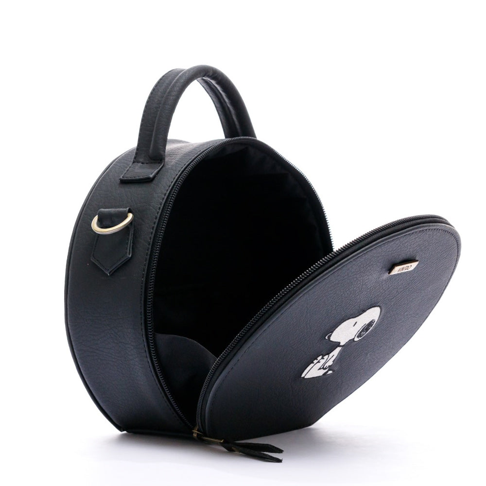 MANOS LIBRES PARA MUJER SUIZA NEGRO SNOOPY EN CUERO VEGANO*