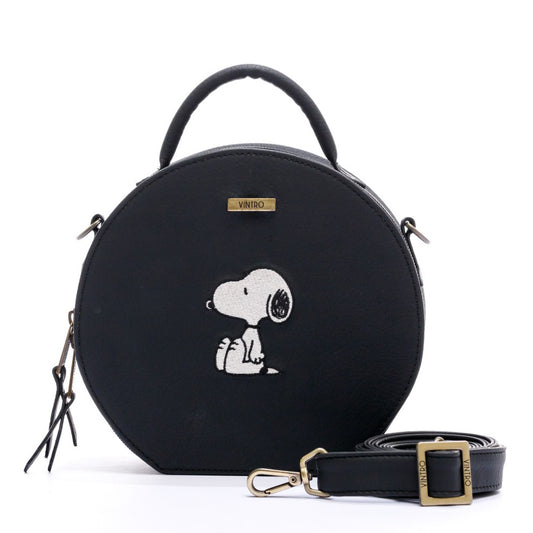 MANOS LIBRES PARA MUJER SUIZA NEGRO SNOOPY EN CUERO VEGANO*