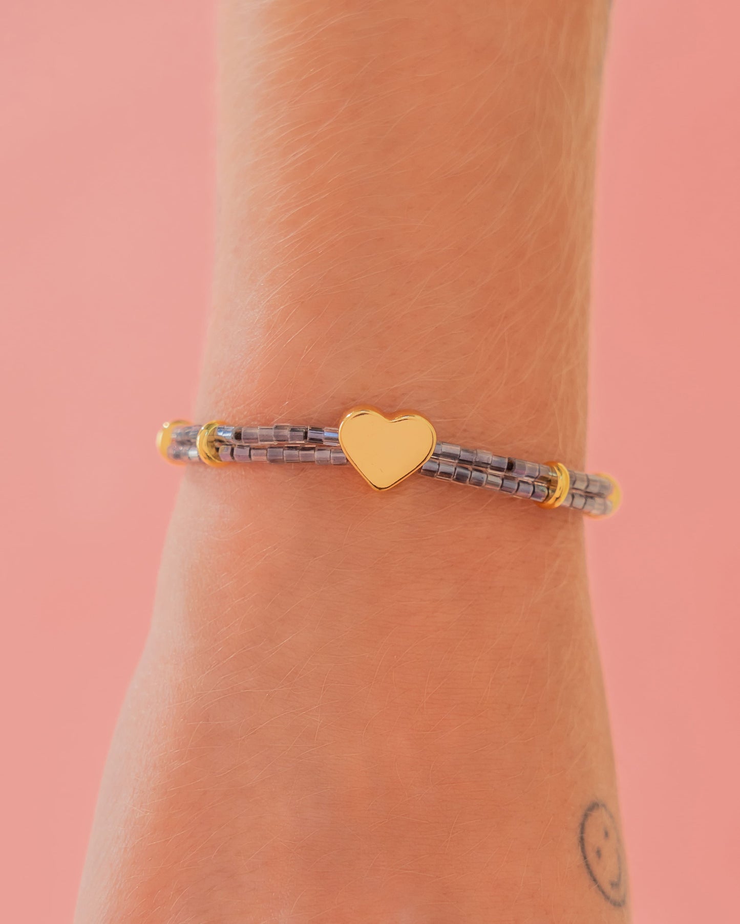 PULSERA BLACK CORAZÓN LISO + ARETES*