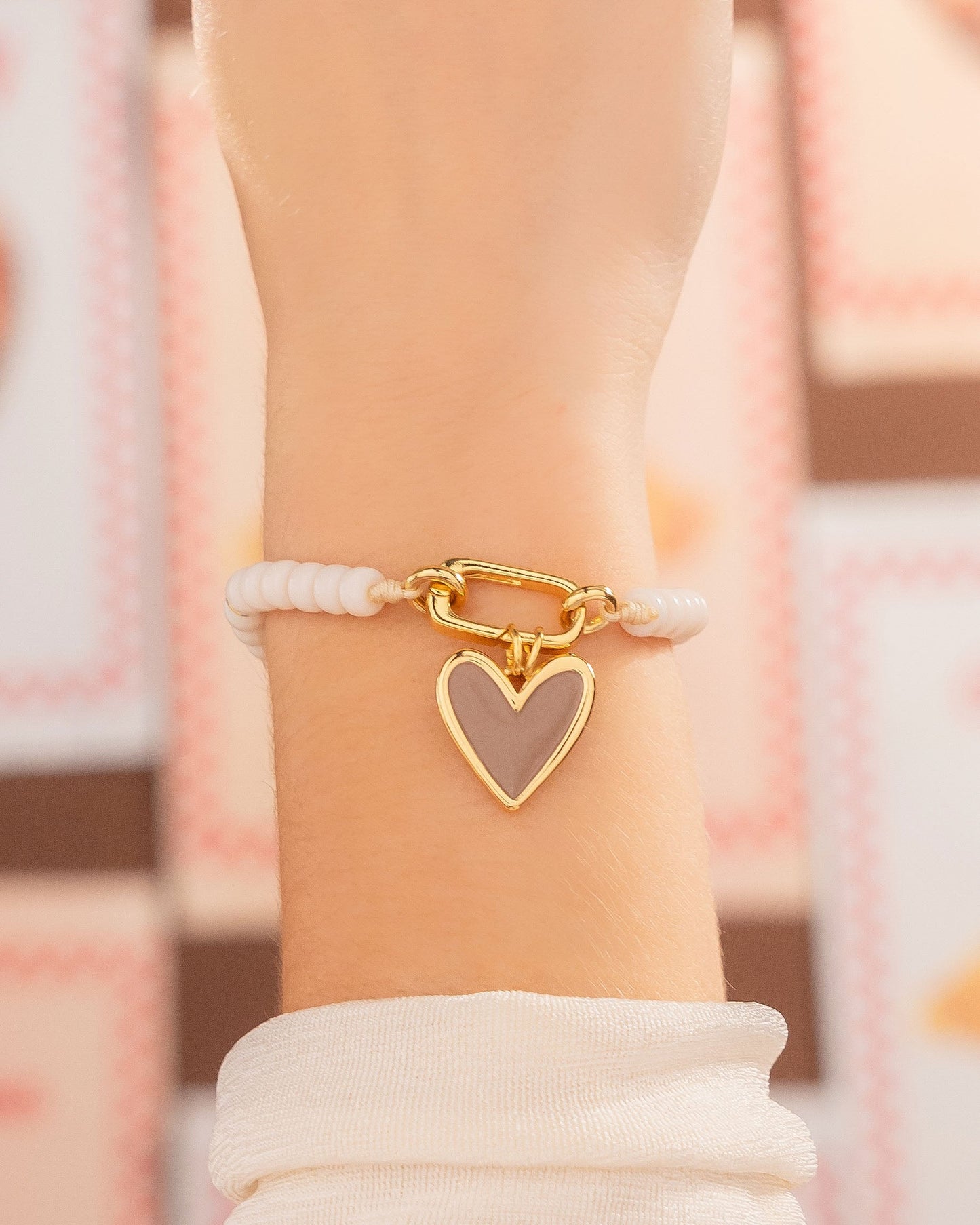 PULSERA BROCHE MAXI CORAZÓN + ARETES *