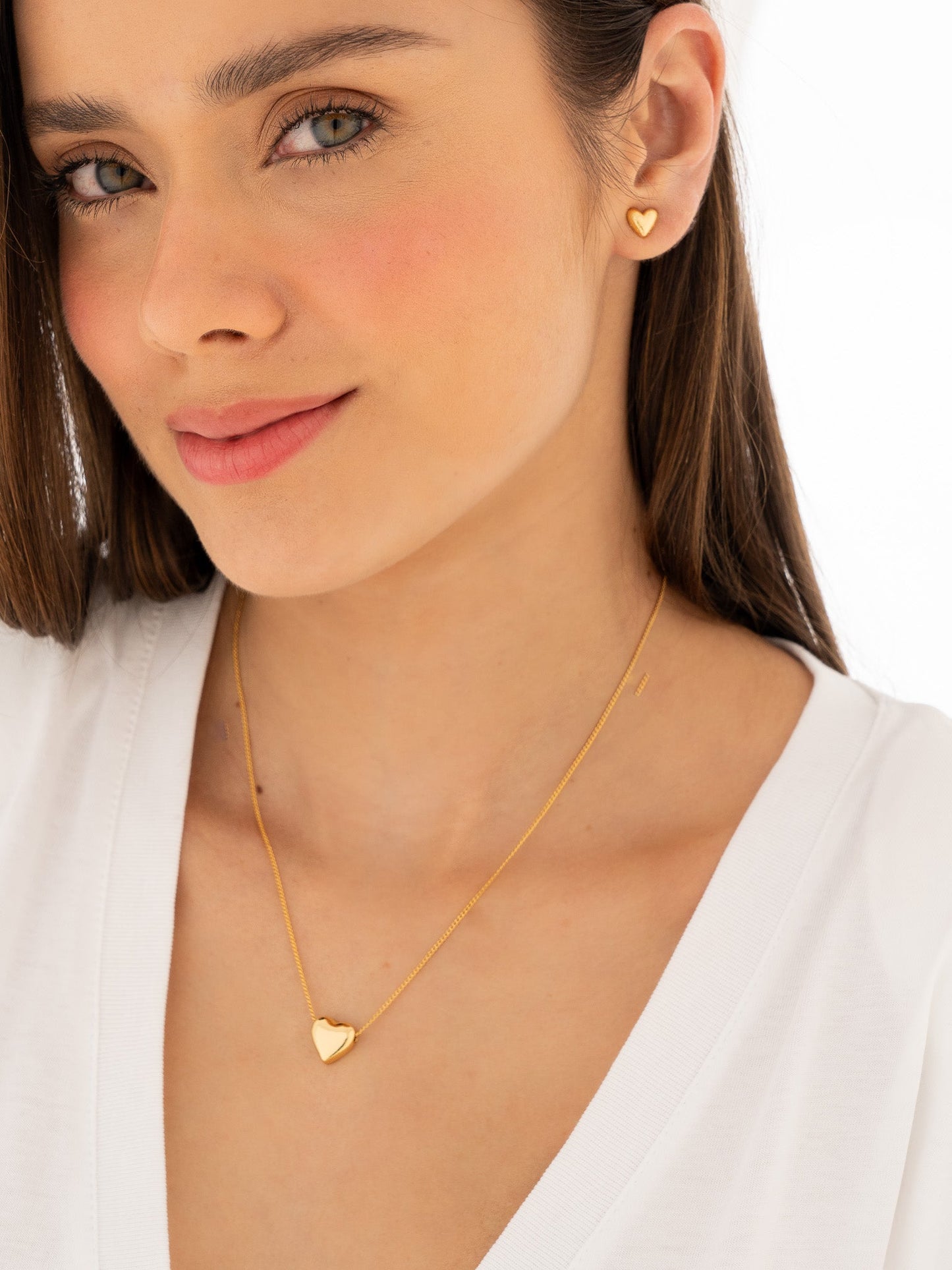 SET COLLAR + ARETES CORAZÓN LISO*