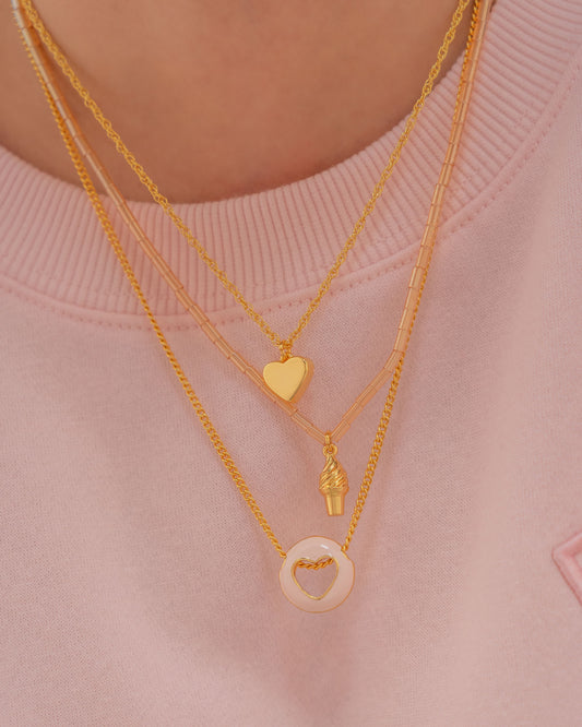 SET X3 COLLARES CORAZON LISO + ARETES*