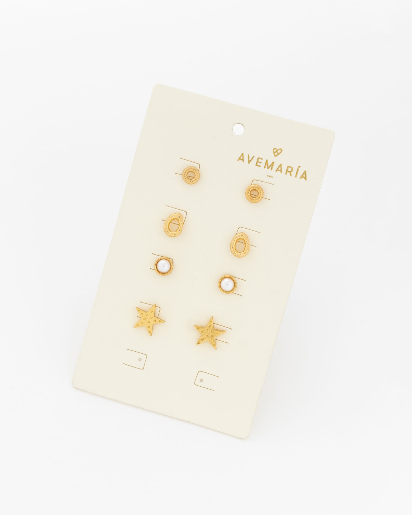 SET X4 ARETES ESTRELLA PERLA *