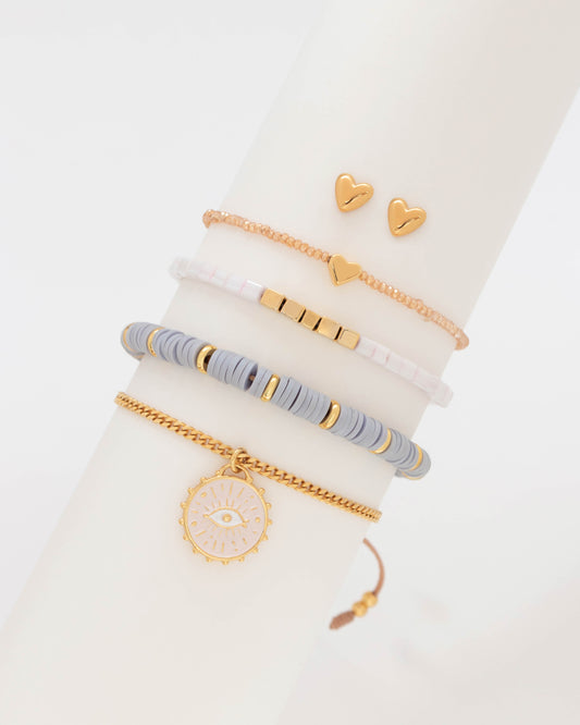 SET X4 PULSERAS INTUICIÓN CRISTAL + ARETES*