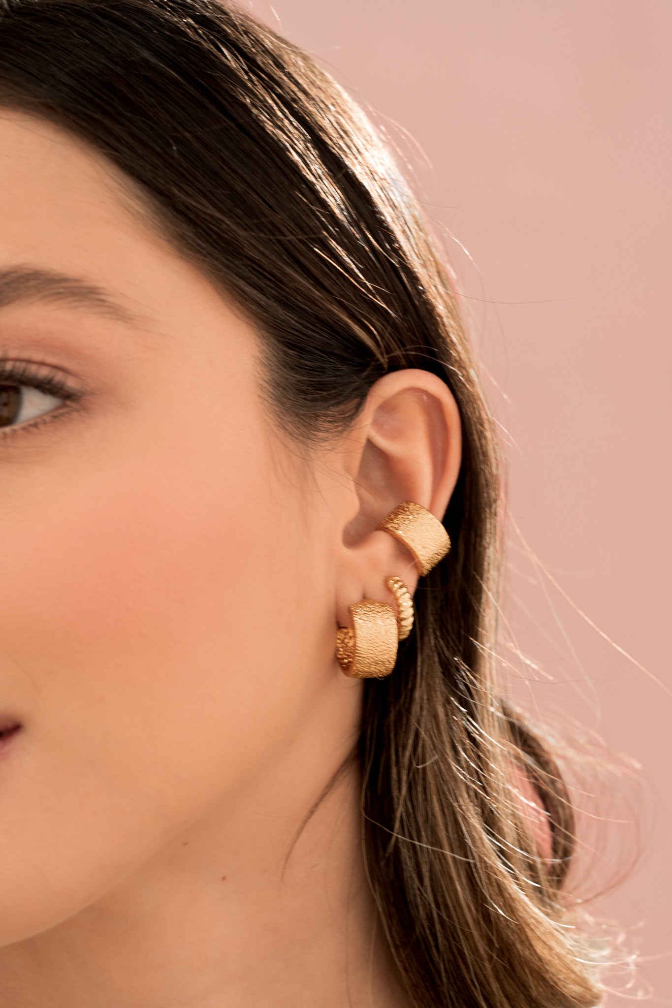 SET X2 ARETES TEXTURA - GOLD