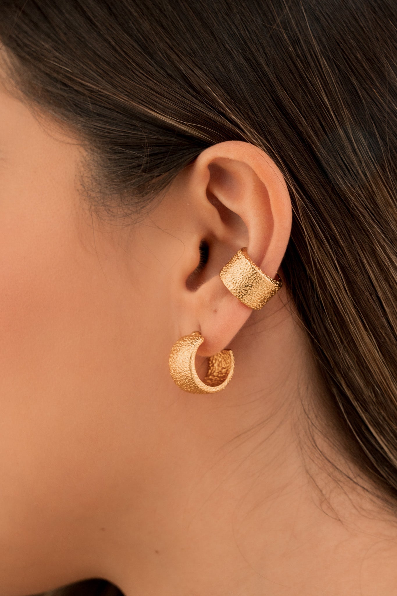 SET X2 ARETES TEXTURA - GOLD