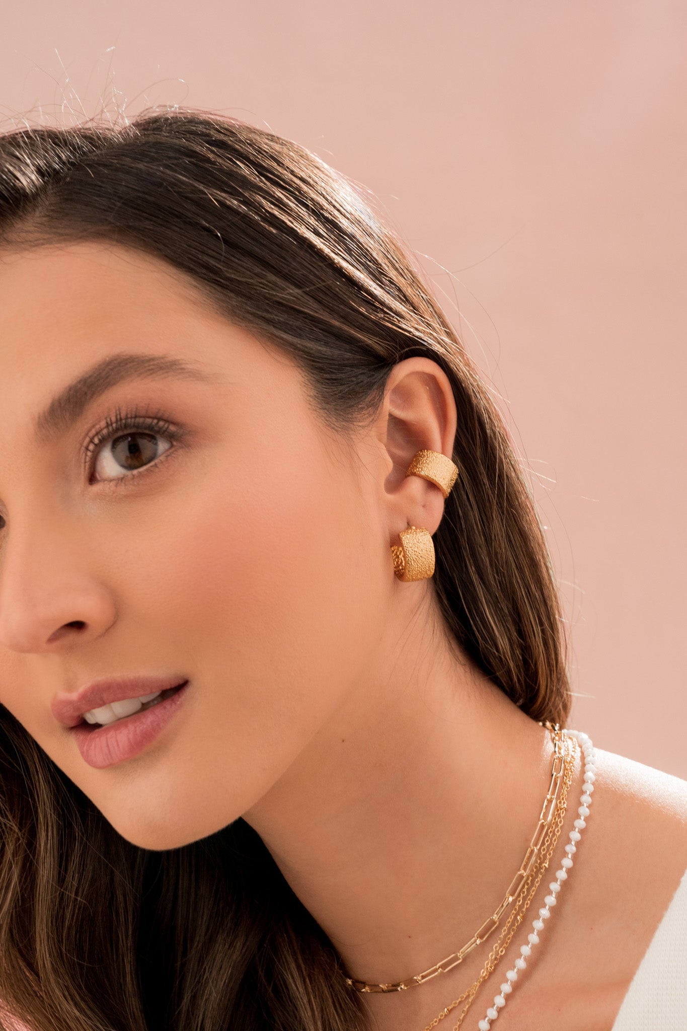 SET X2 ARETES TEXTURA - GOLD