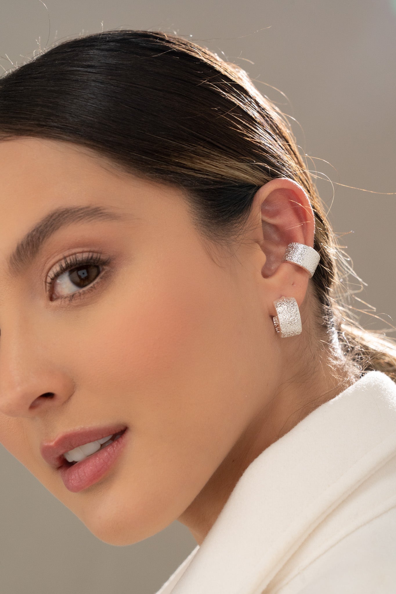 SET X2 ARETES TEXTURA - SILVER