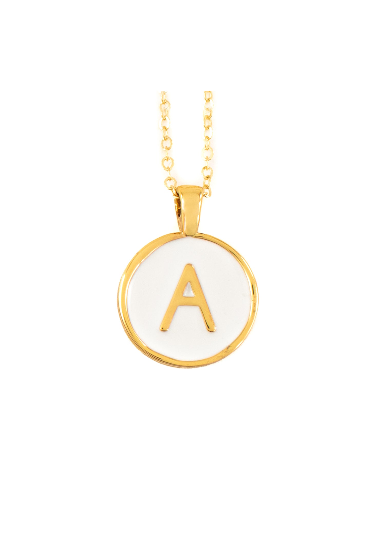 SET CADENA LETRA A BLANCO HUESO 18 MM + ARETES